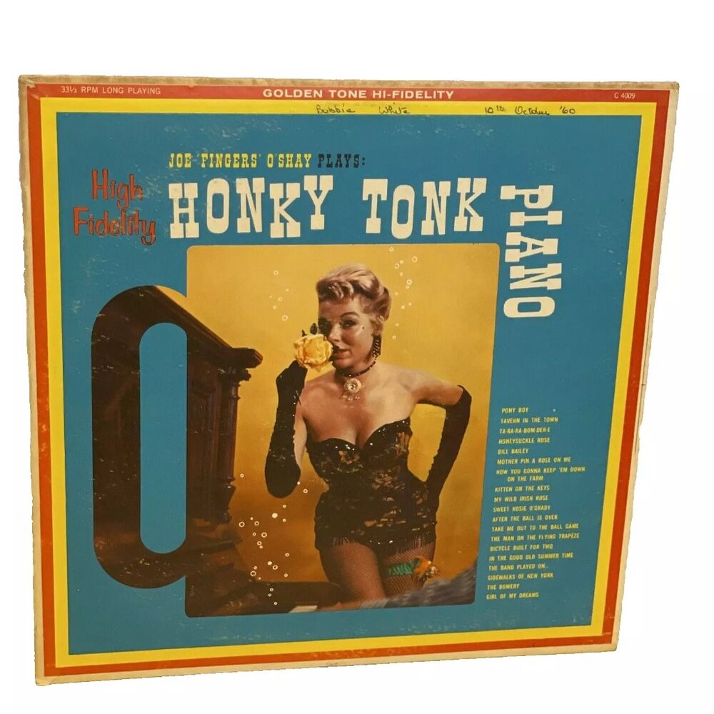 Joe Fingers O'Shay Honky Tonk Piano (Vinyl, 1955) Golden Tone C4009 VG+ LP